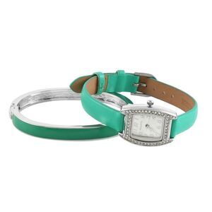 VALETTA Watch Austrian Crystal Green Faux Leather